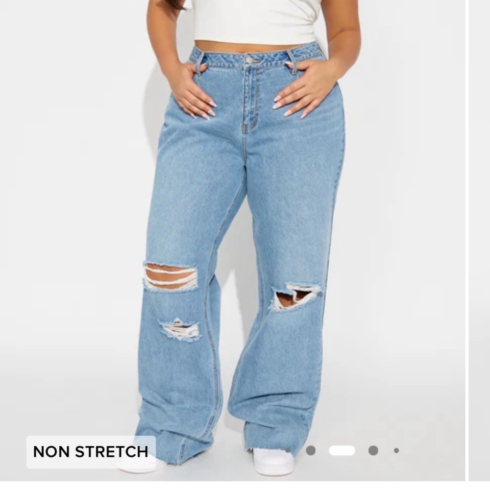 FashionNova Curve Women's Blue Distressed Jeans Size 16 Plus NON STRETCH